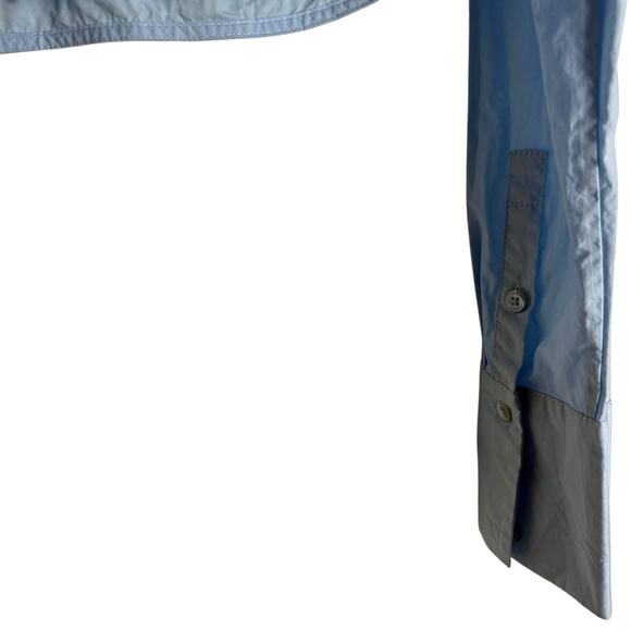 STAUD Seneca French Blue Boxy Cropped Long Sleeve Button Up Collared Top Small - Picture 8 of 11